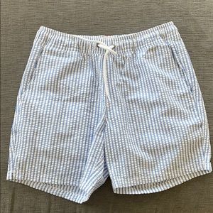 6" swim trunk in gingham seersucker